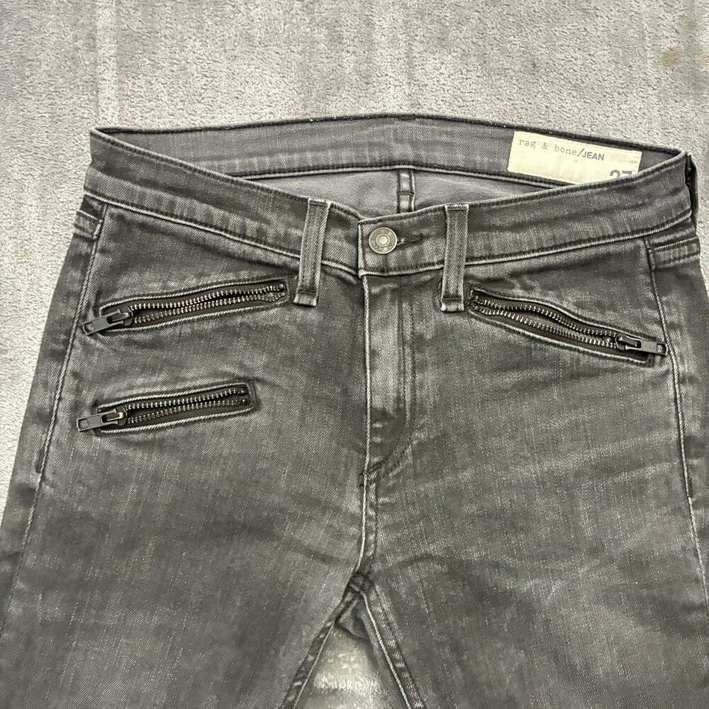 Rag & Bone Jeans Womens 27 Black Skinny Moto Distressed Zippered Leg - Picture 2 of 13